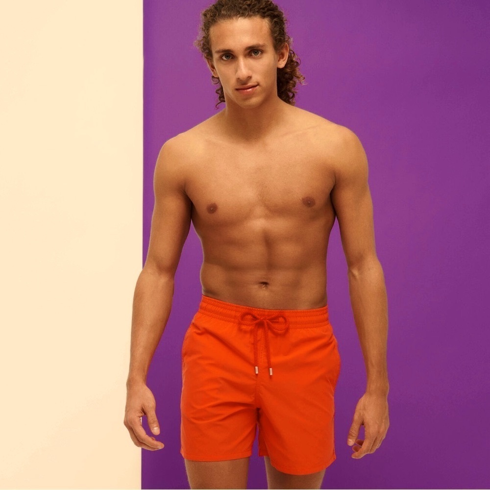 NEW Vilebrequin Moorea MAGIC Swim Trunks 🩳 Pattern when wet MEDLAR Orange MED